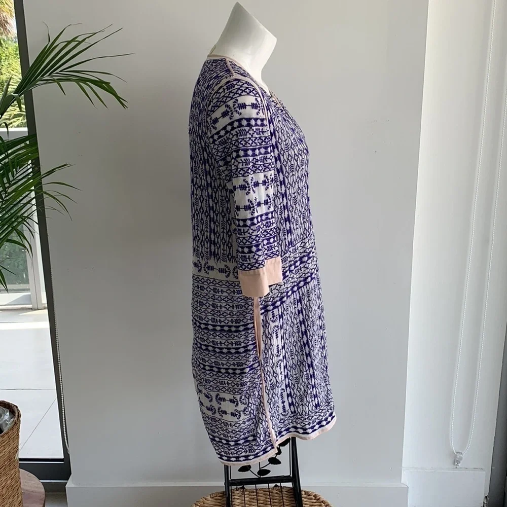 LOVE SAM WHITE W/ROYAL BLUE EMBROIDERY DRESS  SZ S - Picture 11 of 13